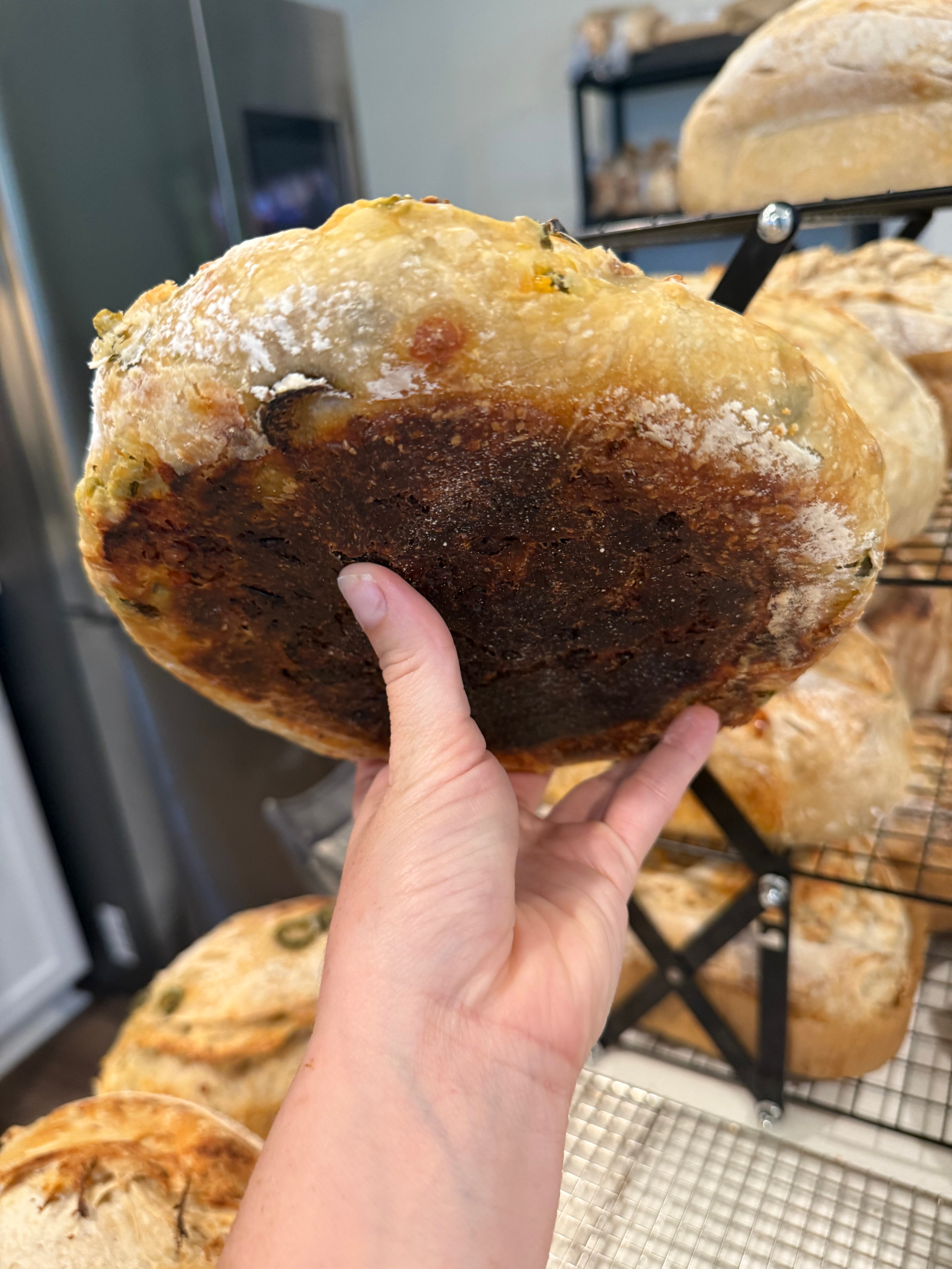 Jalapeño cheddar burnt bottom